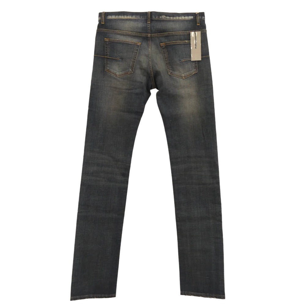 DIOR HOMME ディオールオム 133D016TX995 JAKE ジェイク ヴィンテージ加工 ボタンフライ ストレートスリム スキニー デニム パンツ インディゴブルー系 33【美品】【中古】