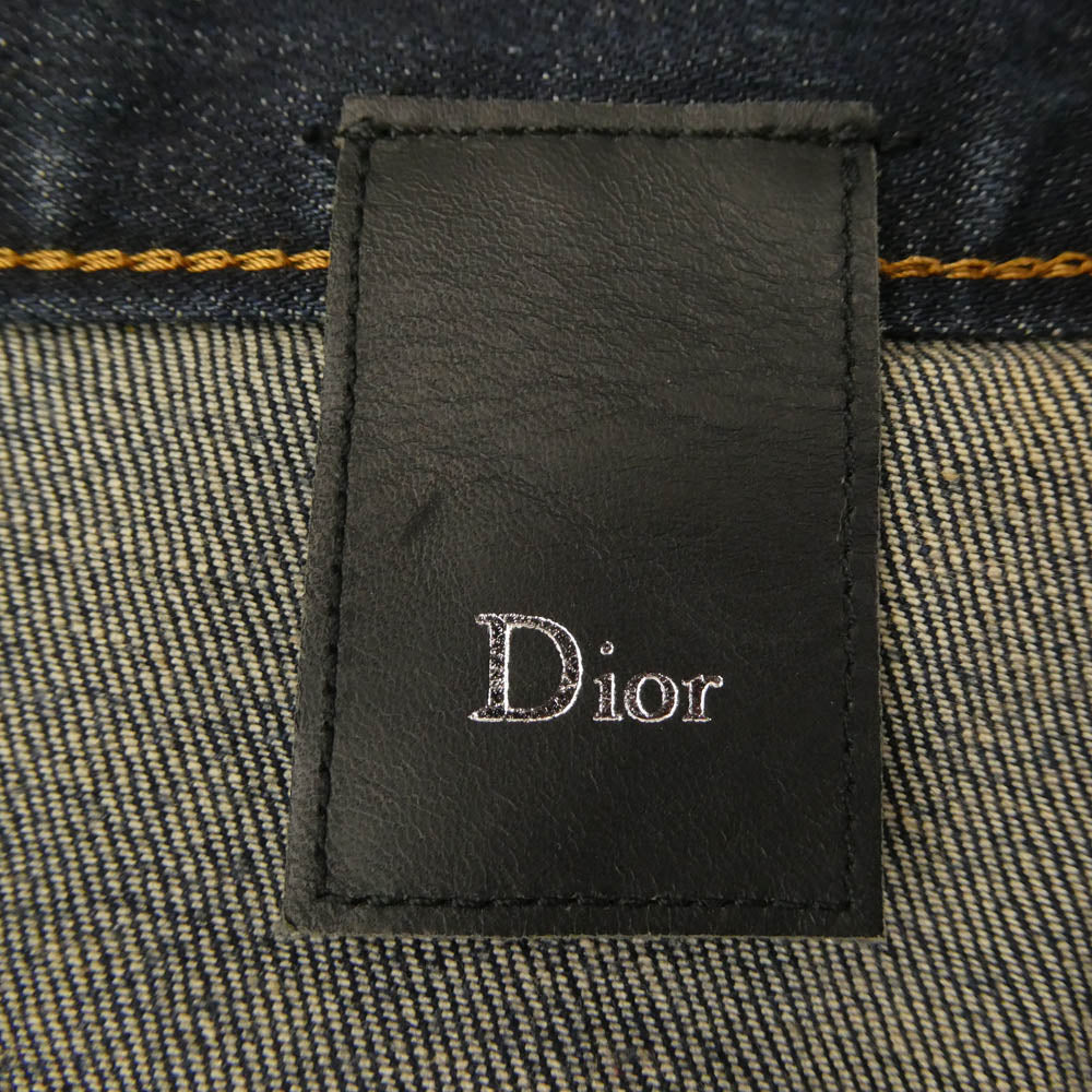 DIOR HOMME ディオールオム 133D016TX995 JAKE ジェイク ヴィンテージ加工 ボタンフライ ストレートスリム スキニー デニム パンツ インディゴブルー系 33【美品】【中古】
