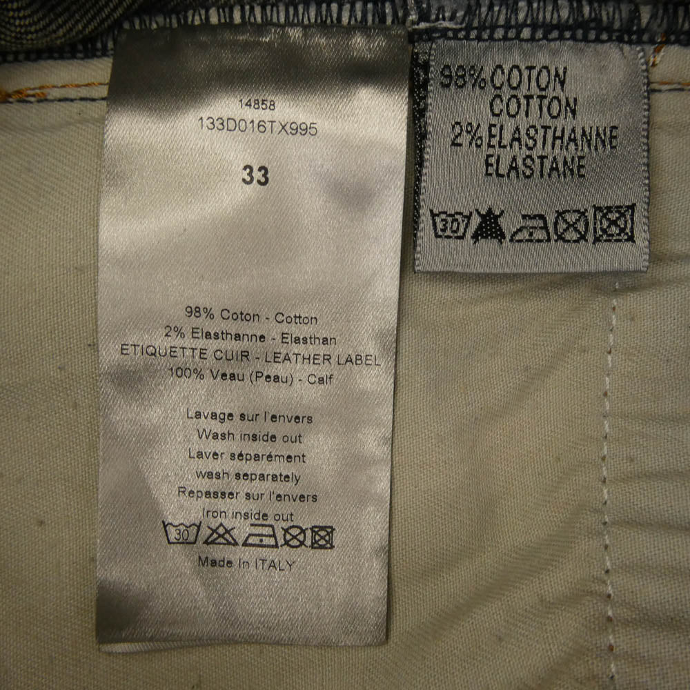 DIOR HOMME ディオールオム 133D016TX995 JAKE ジェイク ヴィンテージ加工 ボタンフライ ストレートスリム スキニー デニム パンツ インディゴブルー系 33【美品】【中古】