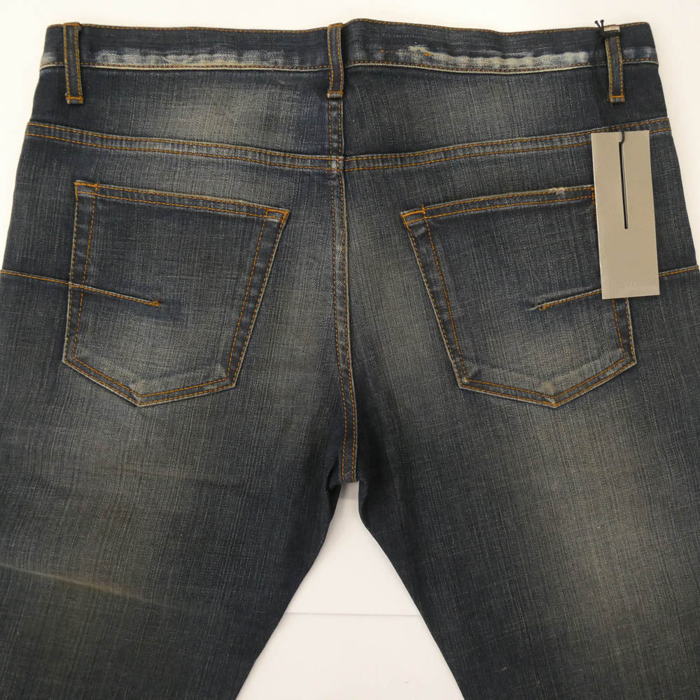 DIOR HOMME ディオールオム 133D016TX995 JAKE ジェイク ヴィンテージ加工 ボタンフライ ストレートスリム スキニー デニム パンツ インディゴブルー系 33【美品】【中古】