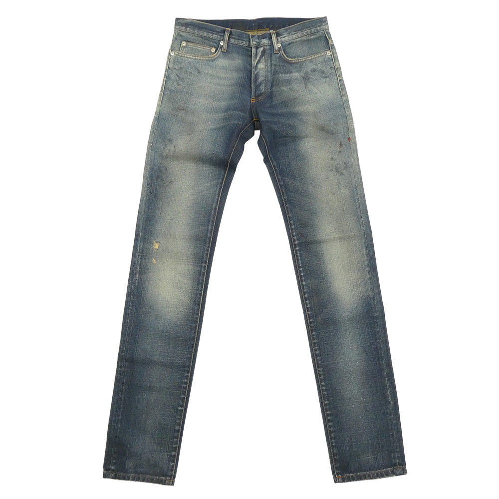 DIOR HOMME ディオールオム 07SS 7E31110610197 エディ期 アンダーマイカー加工 ボタンフライ ダメージ スキニー デニム パンツ インディゴブルー系 31【美品】【中古】