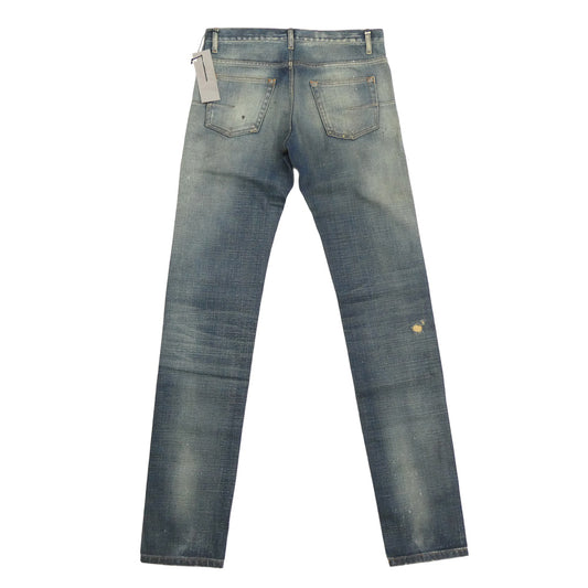 DIOR HOMME ディオールオム 07SS 7E31110610197 エディ期 アンダーマイカー加工 ボタンフライ ダメージ スキニー デニム パンツ インディゴブルー系 31【美品】【中古】