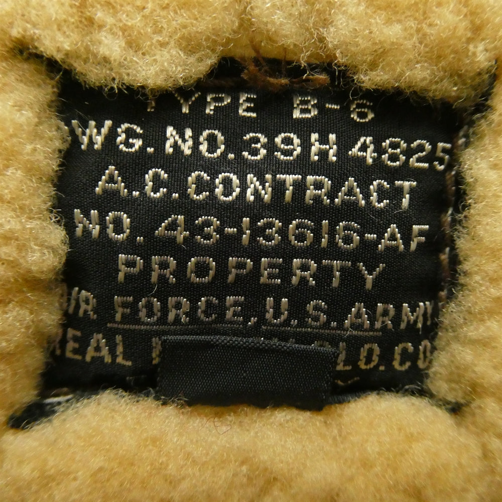 The REAL McCOY'S ザリアルマッコイズ 43-13616-AF B-6 ムートン ボマー ボア レザー フライト ジャケット ブラウン系 38R【中古】