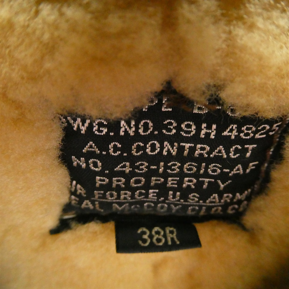 The REAL McCOY'S ザリアルマッコイズ 43-13616-AF B-6 ムートン ボマー ボア レザー フライト ジャケット ブラウン系 38R【中古】