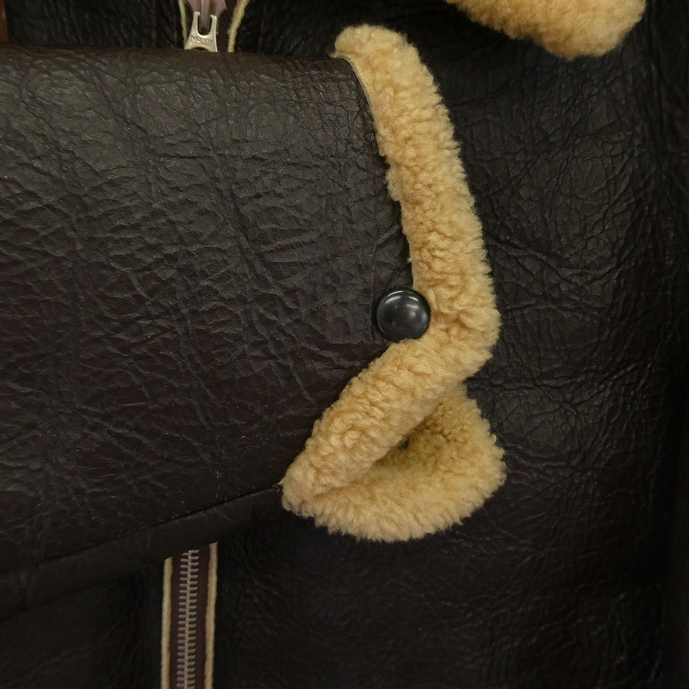 The REAL McCOY'S ザリアルマッコイズ 43-13616-AF B-6 ムートン ボマー ボア レザー フライト ジャケット ブラウン系 38R【中古】