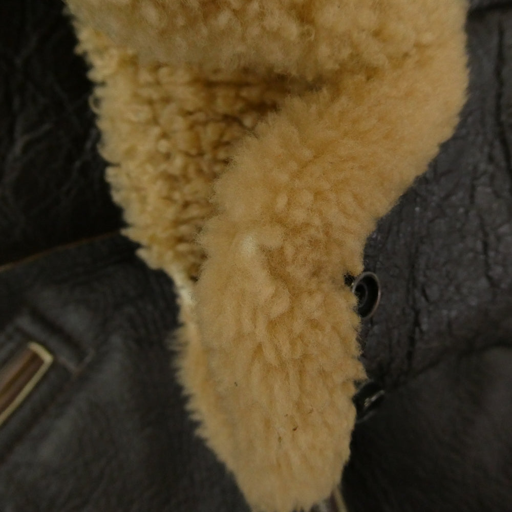 The REAL McCOY'S ザリアルマッコイズ 43-13616-AF B-6 ムートン ボマー ボア レザー フライト ジャケット ブラウン系 38R【中古】