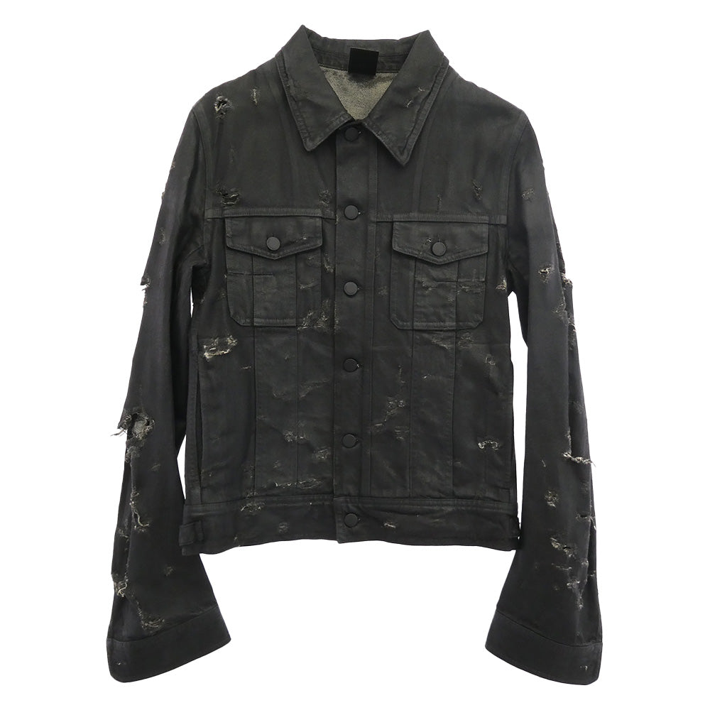 DIOR HOMME ディオールオム 04SS 4EH1049686 エディ期 コーティング デストロイ デニム ジャケット ブラック系 48【中古】