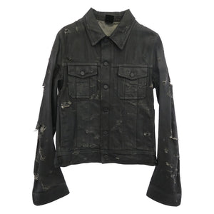 DIOR HOMME ディオールオム 04SS 4EH1049686 エディ期 コーティング デストロイ デニム ジャケット ブラック系 48【中古】