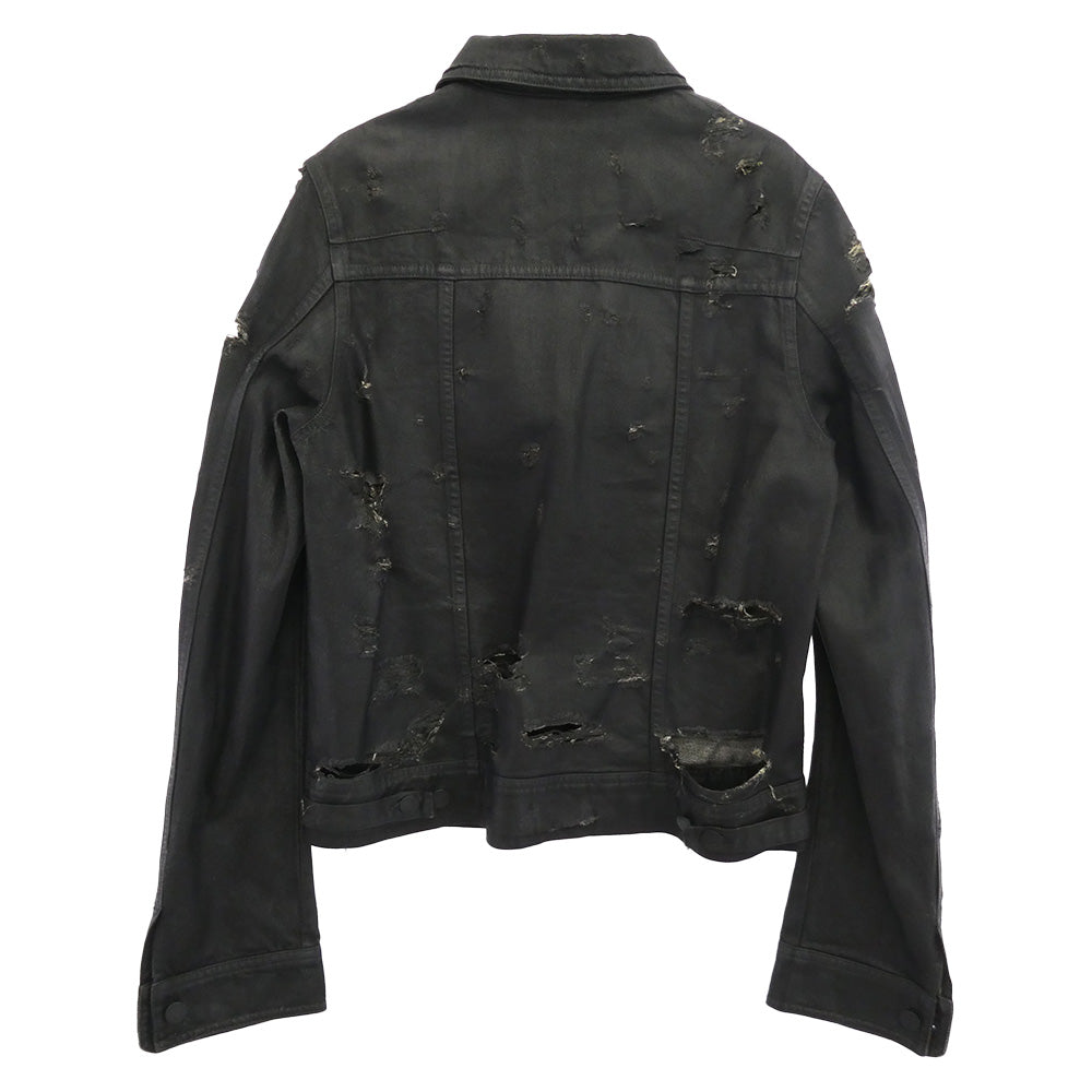 DIOR HOMME ディオールオム 04SS 4EH1049686 エディ期 コーティング デストロイ デニム ジャケット ブラック系 48【中古】