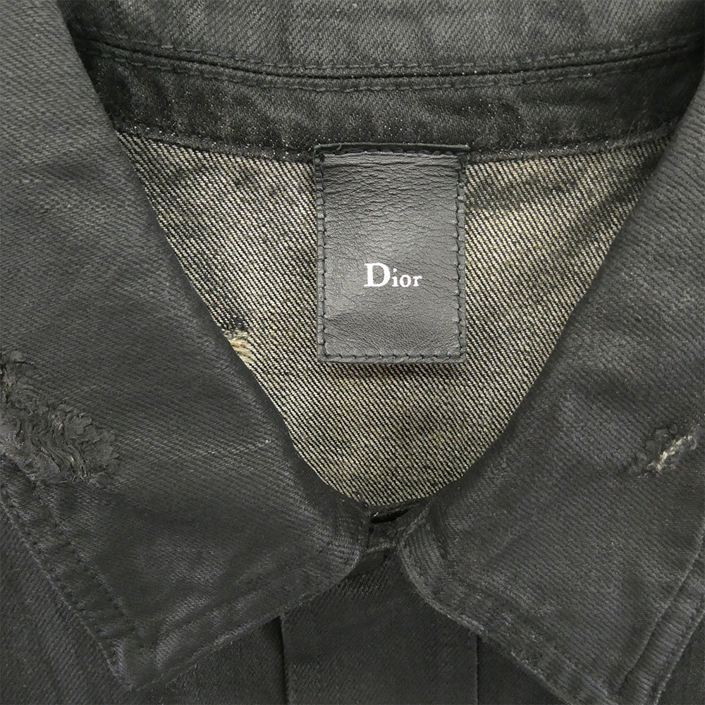 DIOR HOMME ディオールオム 04SS 4EH1049686 エディ期 コーティング デストロイ デニム ジャケット ブラック系 48【中古】