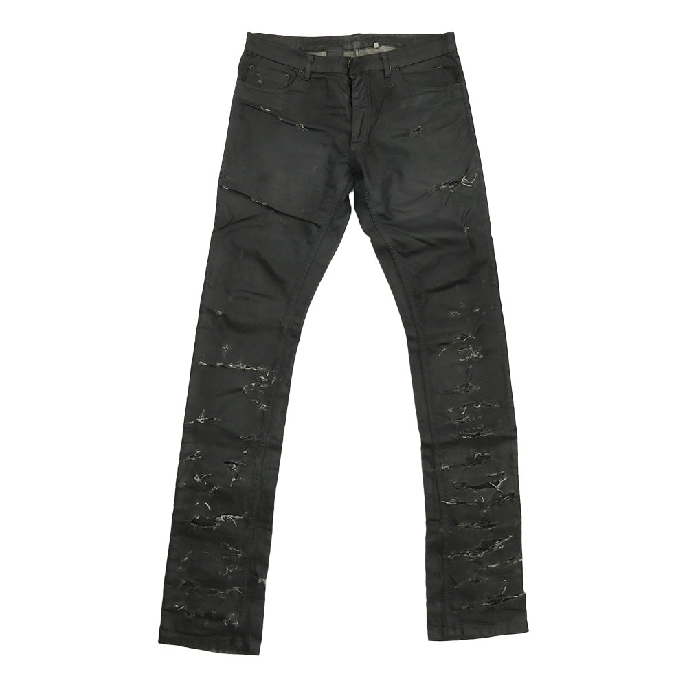 DIOR HOMME ディオールオム 04SS 4EH1018686 エディ期 Strip デストロイ加工 コーティング デニム パンツ ブラック系 32【中古】