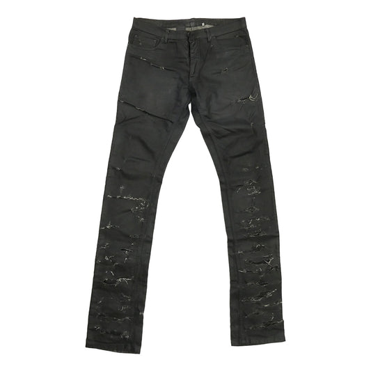 DIOR HOMME ディオールオム 04SS 4EH1018686 エディ期 Strip デストロイ加工 コーティング デニム パンツ ブラック系 32【中古】