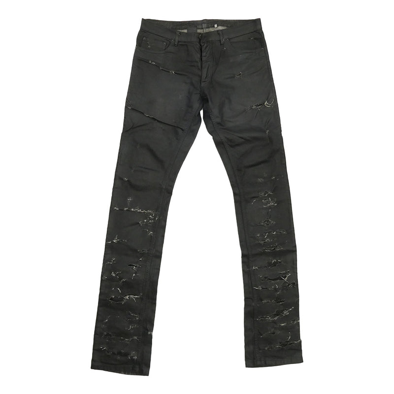 DIOR HOMME ディオールオム 04SS 4EH1018686 エディ期 Strip デストロイ加工 コーティング デニム パンツ ブラック系 32【中古】