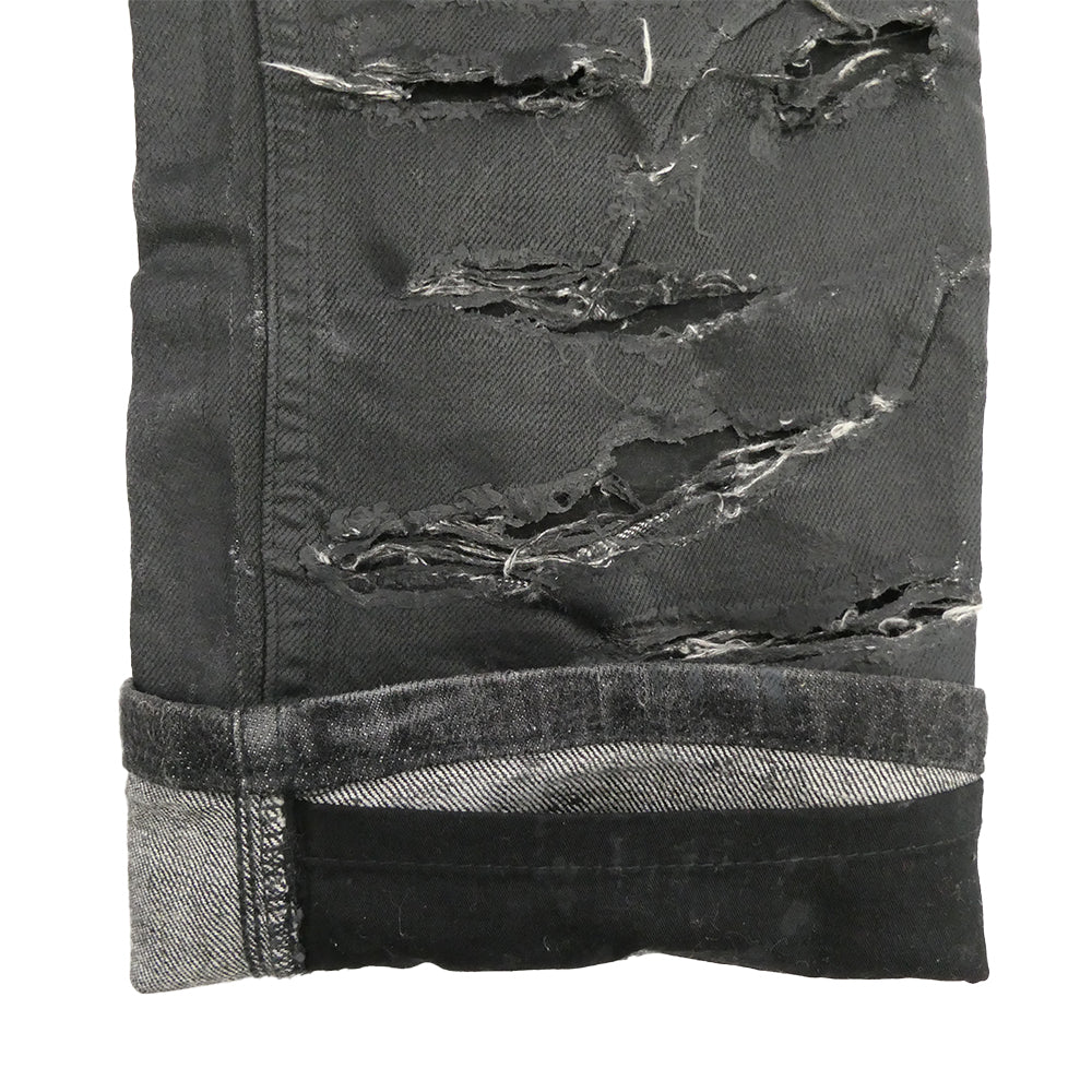 DIOR HOMME ディオールオム 04SS 4EH1018686 エディ期 Strip デストロイ加工 コーティング デニム パンツ ブラック系 32【中古】