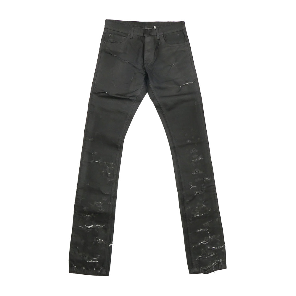 DIOR HOMME ディオールオム 04SS 4EH1018686 エディ期 Strip デストロイ加工 コーティング デニム パンツ ブラック系 30【極上美品】【中古】
