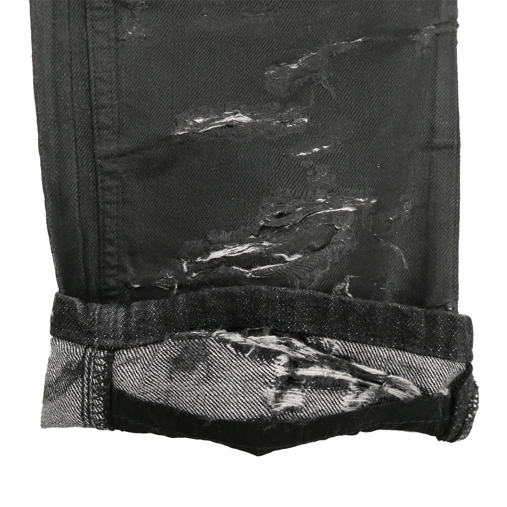DIOR HOMME ディオールオム 04SS 4EH1018686 エディ期 Strip デストロイ加工 コーティング デニム パンツ ブラック系 30【極上美品】【中古】