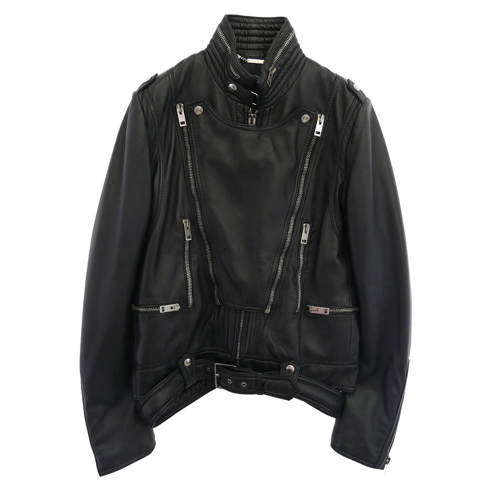 DIOR HOMME ディオールオム 04AW 4HH5041101 エディ期 フラップ レザー シングル ライダース ジャケット ブラック系 48【中古】