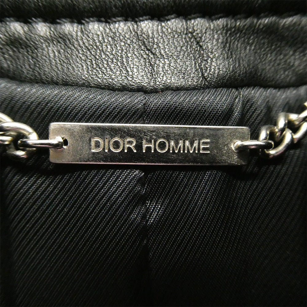 DIOR HOMME ディオールオム 04AW 4HH5041101 エディ期 フラップ レザー シングル ライダース ジャケット ブラック系 48【中古】