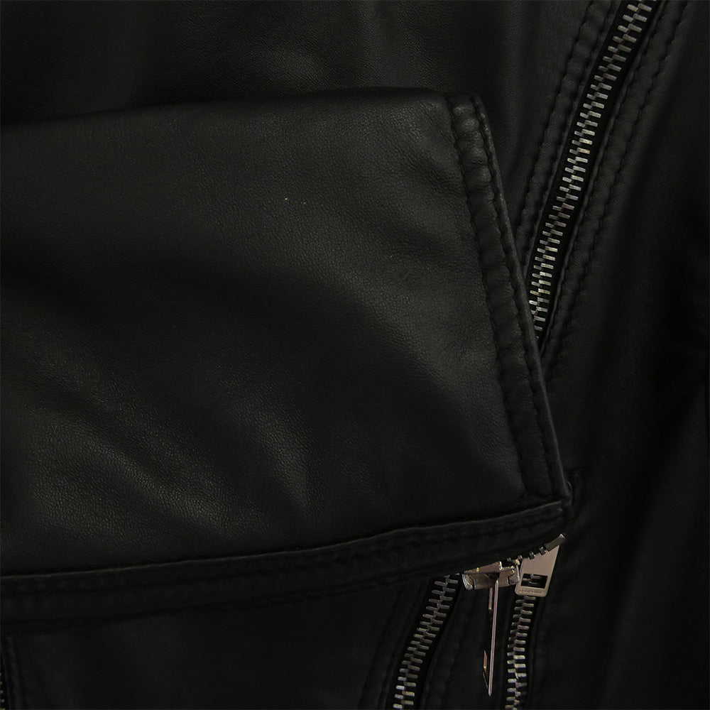 DIOR HOMME ディオールオム 04AW 4HH5041101 エディ期 フラップ レザー シングル ライダース ジャケット ブラック系 48【中古】