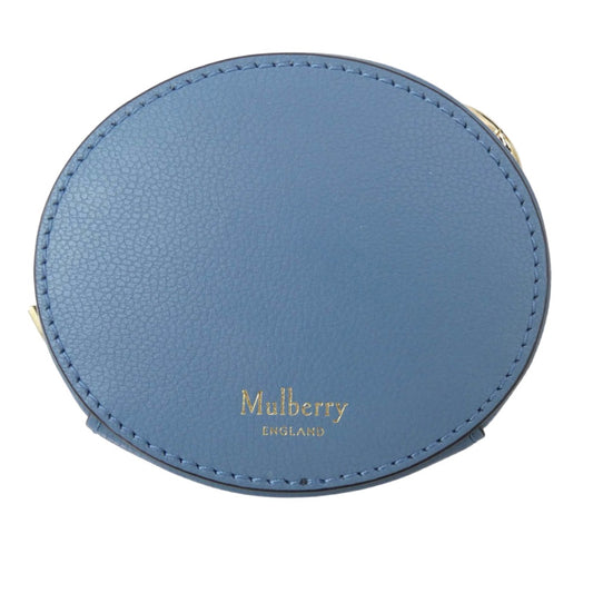 MULBERRY マルベリー レザー ジップド ケース キーリング コインケース ライトブルー系【中古】