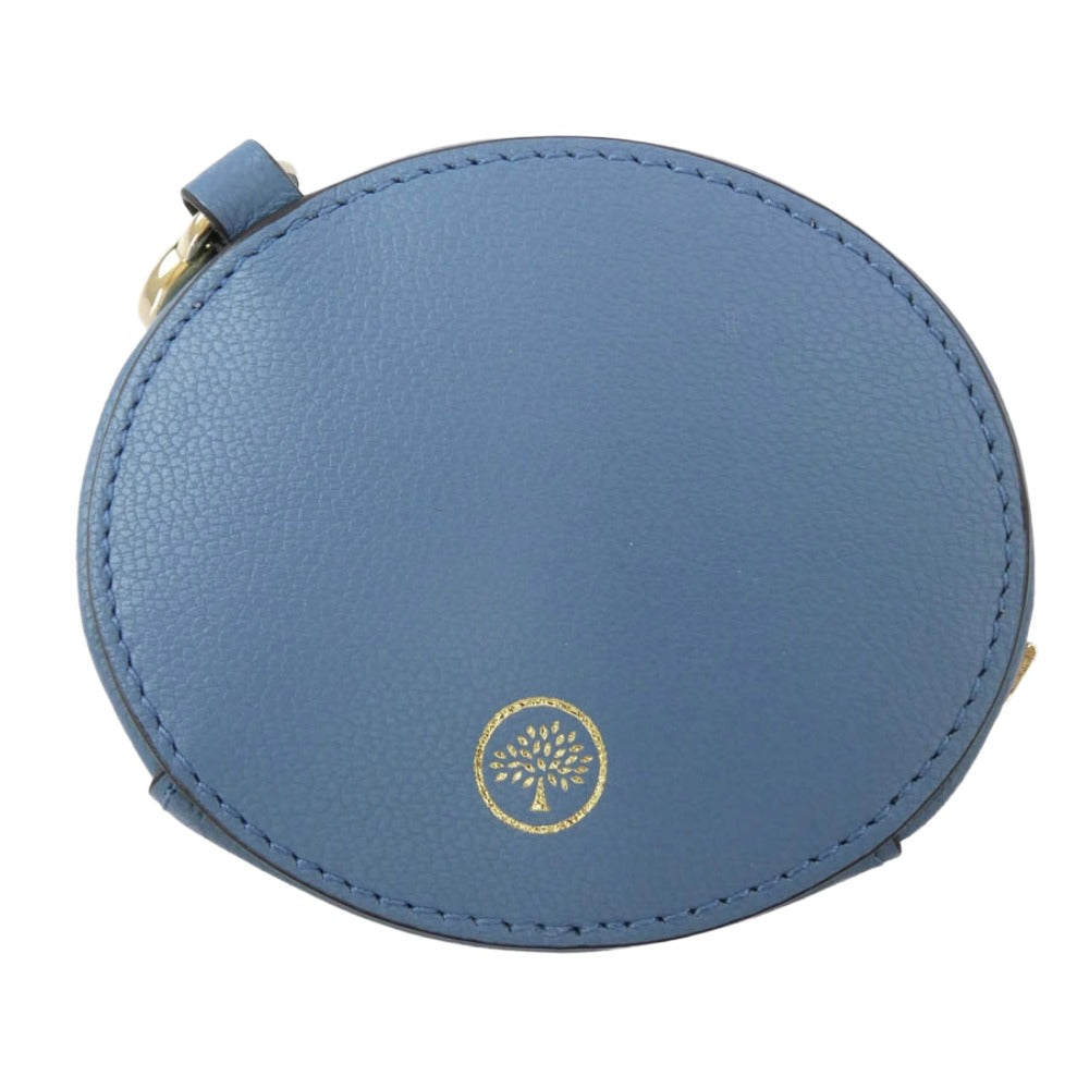 MULBERRY マルベリー レザー ジップド ケース キーリング コインケース ライトブルー系【中古】