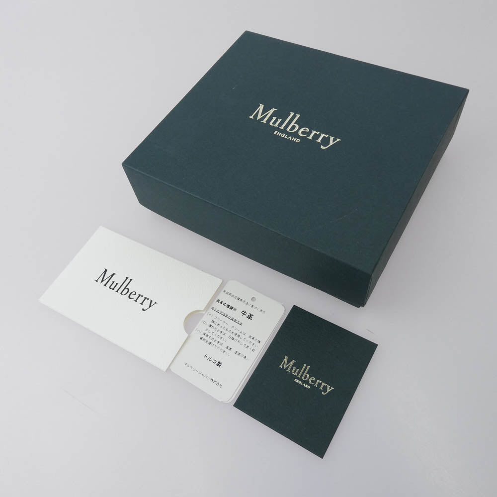 MULBERRY マルベリー レザー ジップド ケース キーリング コインケース ライトブルー系【中古】