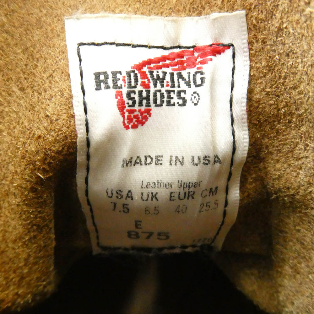 RED WING レッドウィング 875 USA製 6-inch Classic Moc 6インチ クラシックモック アイリッシュセッター ワーク ブーツ ブラウン系 25.5cm【中古】
