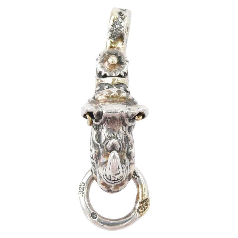 BILL WALL LEATHER ビルウォールレザー Rhino-Classic w/gold overlay ライノ クラシック 18Kピアス付き 18Kゴールドサダー カスタム ペンダント トップ シルバー系【中古】