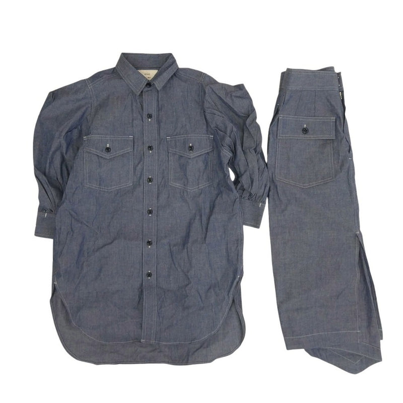 HYKE ハイク 221-15158 シャンブレー シャツ パンツ セットアップ ライトブルー系 1 SMALL【中古】