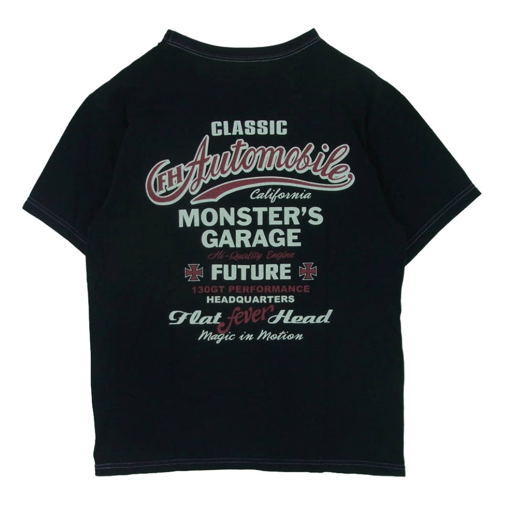 THE FLAT HEAD ザフラットヘッド MONSTERS GARAGE モンスターズ ガレージ クルーネック 半袖 Tシャツ ブラック系 38【中古】