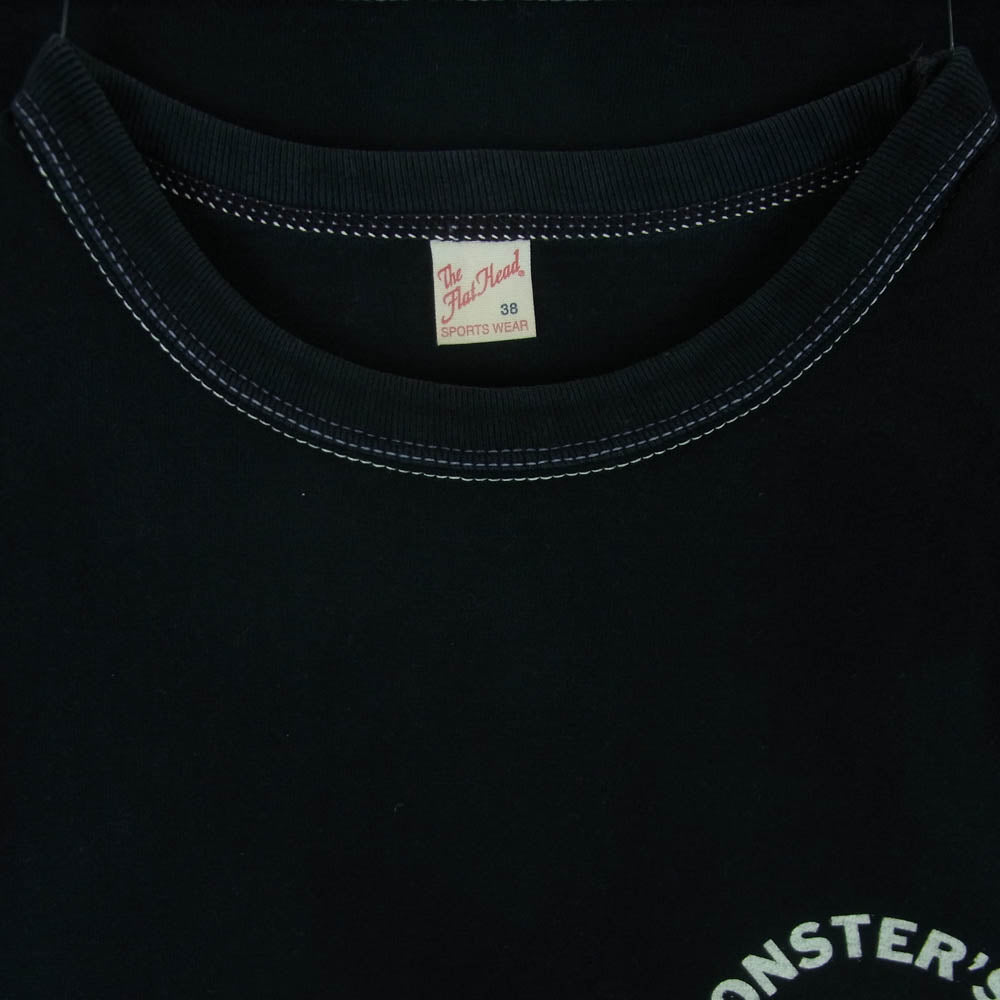 THE FLAT HEAD ザフラットヘッド MONSTERS GARAGE モンスターズ ガレージ クルーネック 半袖 Tシャツ ブラック系 38【中古】