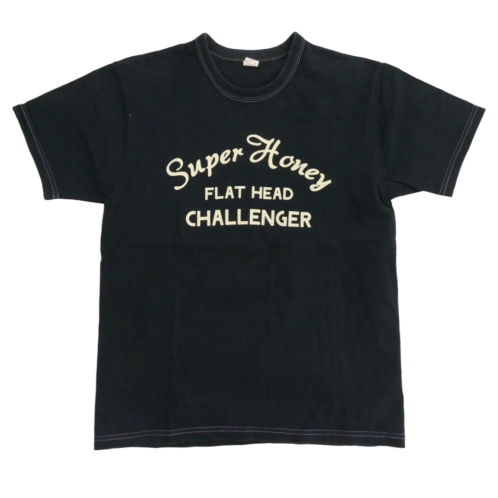 THE FLAT HEAD ザフラットヘッド SUPER HONEY スーパーハニー クルーネック 半袖 Tシャツ ブラック系 38【中古】
