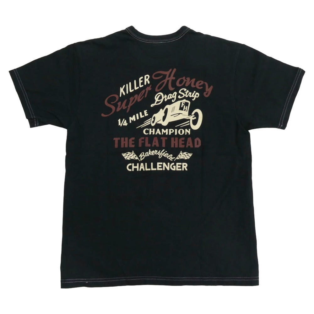 THE FLAT HEAD ザフラットヘッド SUPER HONEY スーパーハニー クルーネック 半袖 Tシャツ ブラック系 38【中古】
