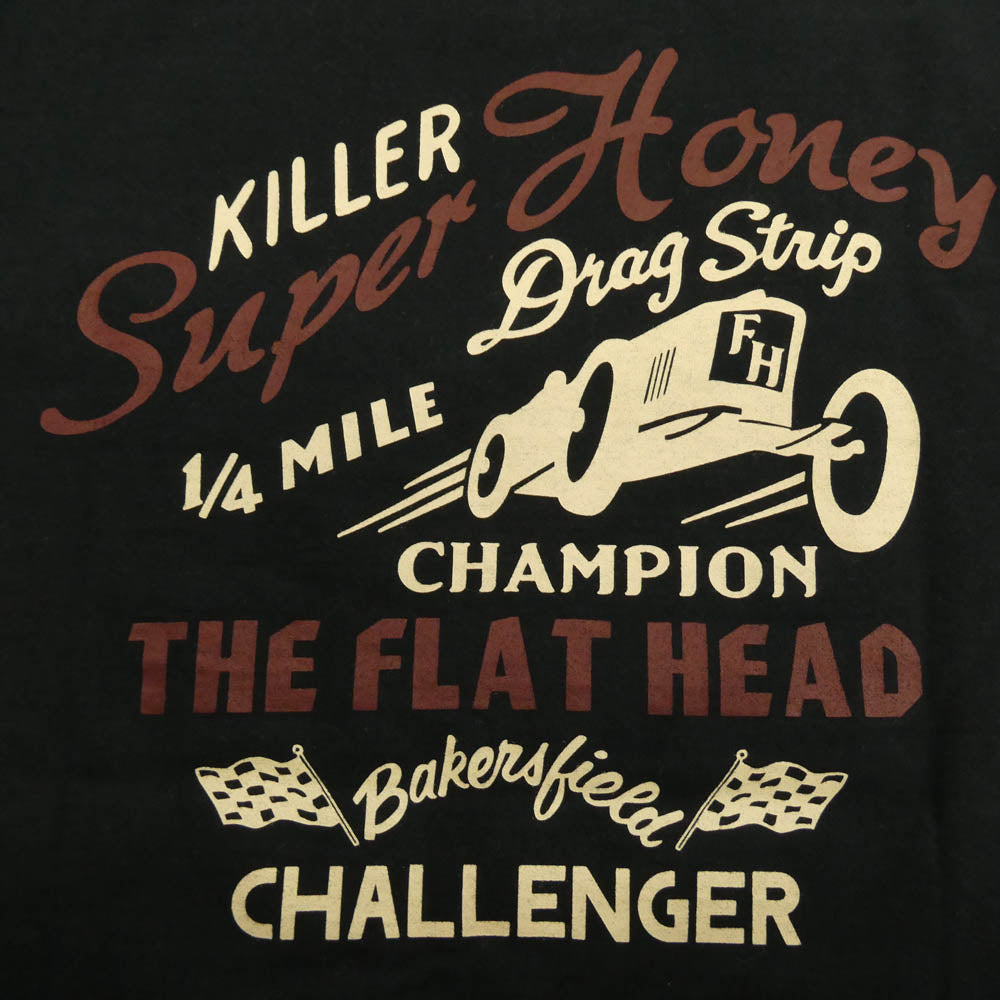 THE FLAT HEAD ザフラットヘッド SUPER HONEY スーパーハニー クルーネック 半袖 Tシャツ ブラック系 38【中古】