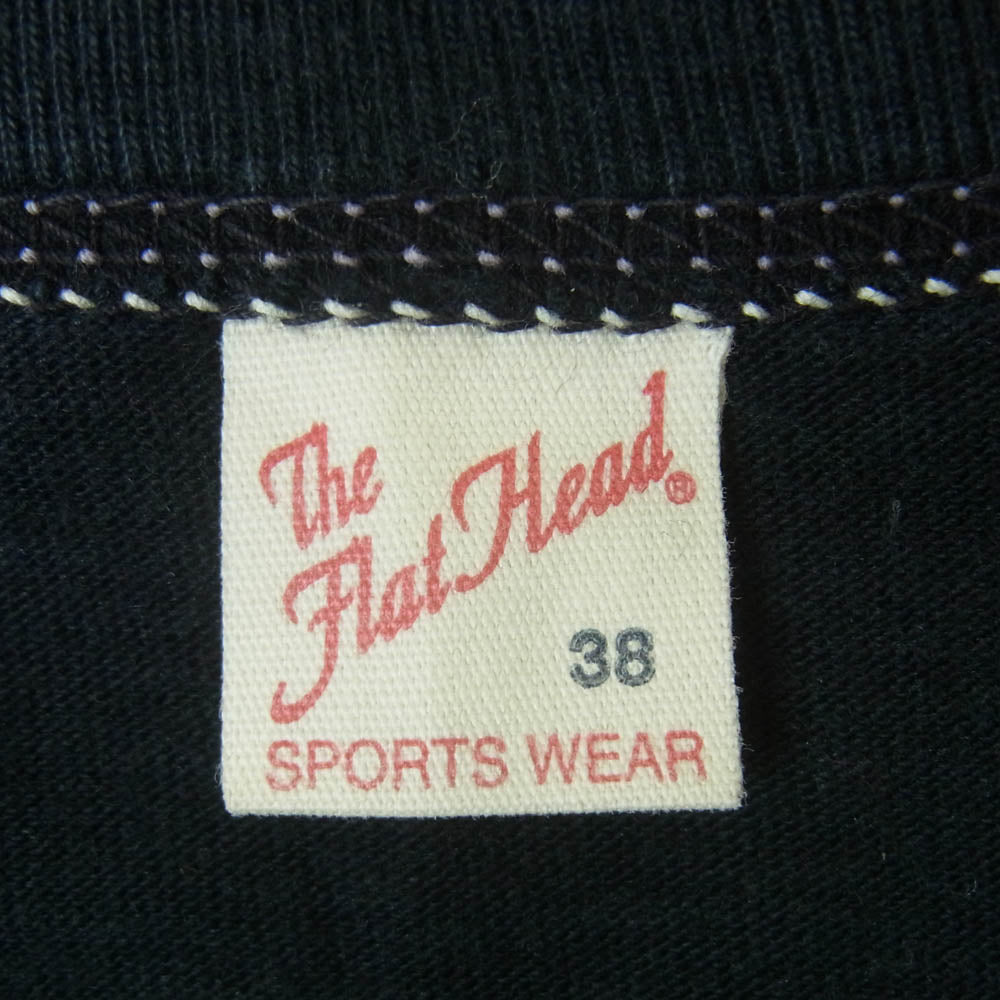 THE FLAT HEAD ザフラットヘッド ROUTE 66 ルート66 プリント クルーネック 半袖 Tシャツ 日本製 ブラック系 38【中古】