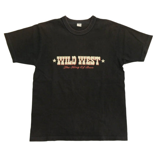 THE FLAT HEAD ザフラットヘッド BLACKMINT ブラックミントWILD WEST ワイルドウェスト プリント クルーネック 半袖 Tシャツ ブラック系 38【中古】