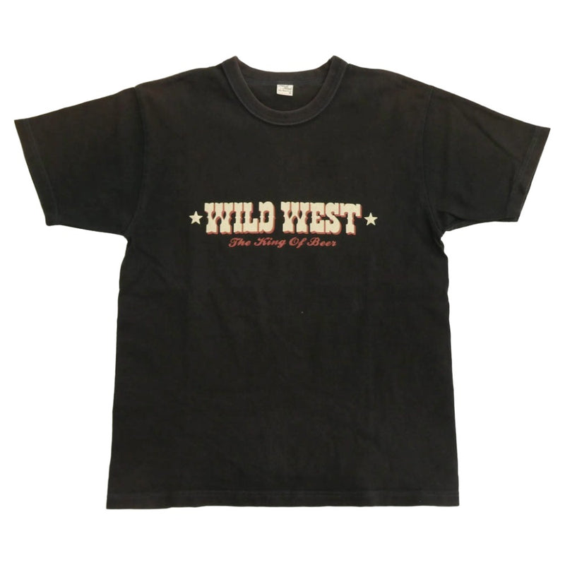 THE FLAT HEAD ザフラットヘッド BLACKMINT ブラックミントWILD WEST ワイルドウェスト プリント クルーネック 半袖 Tシャツ ブラック系 38【中古】