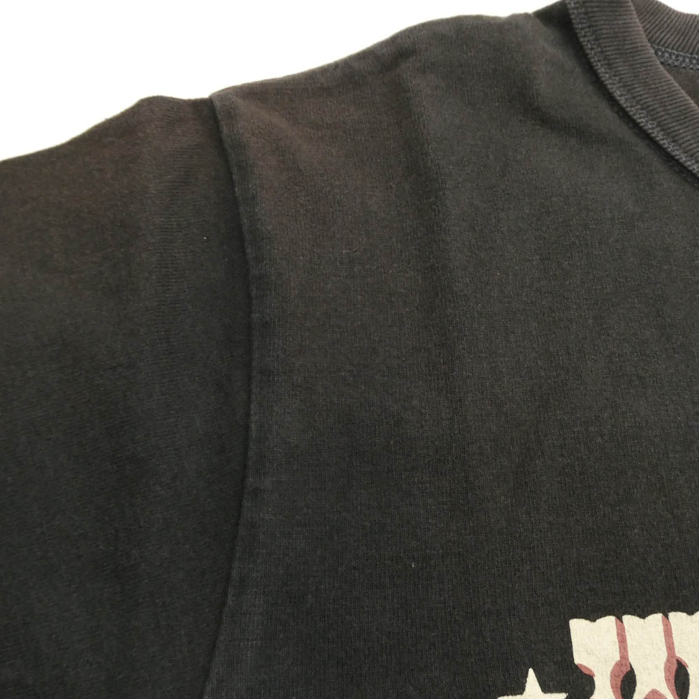 THE FLAT HEAD ザフラットヘッド BLACKMINT ブラックミントWILD WEST ワイルドウェスト プリント クルーネック 半袖 Tシャツ ブラック系 38【中古】