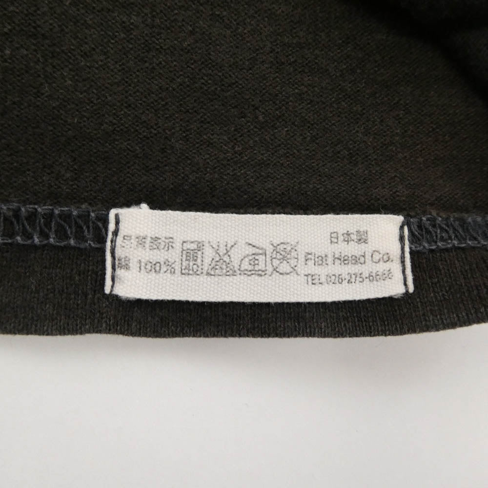THE FLAT HEAD ザフラットヘッド BLACKMINT ブラックミントWILD WEST ワイルドウェスト プリント クルーネック 半袖 Tシャツ ブラック系 38【中古】