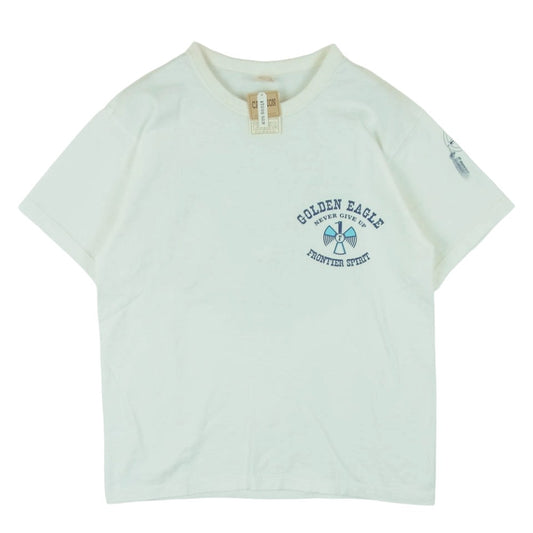 THE FLAT HEAD ザフラットヘッド GOLDEN EAGLE ゴールデンイーグル プリント クルーネック 半袖 Tシャツ オフホワイト系 38【中古】