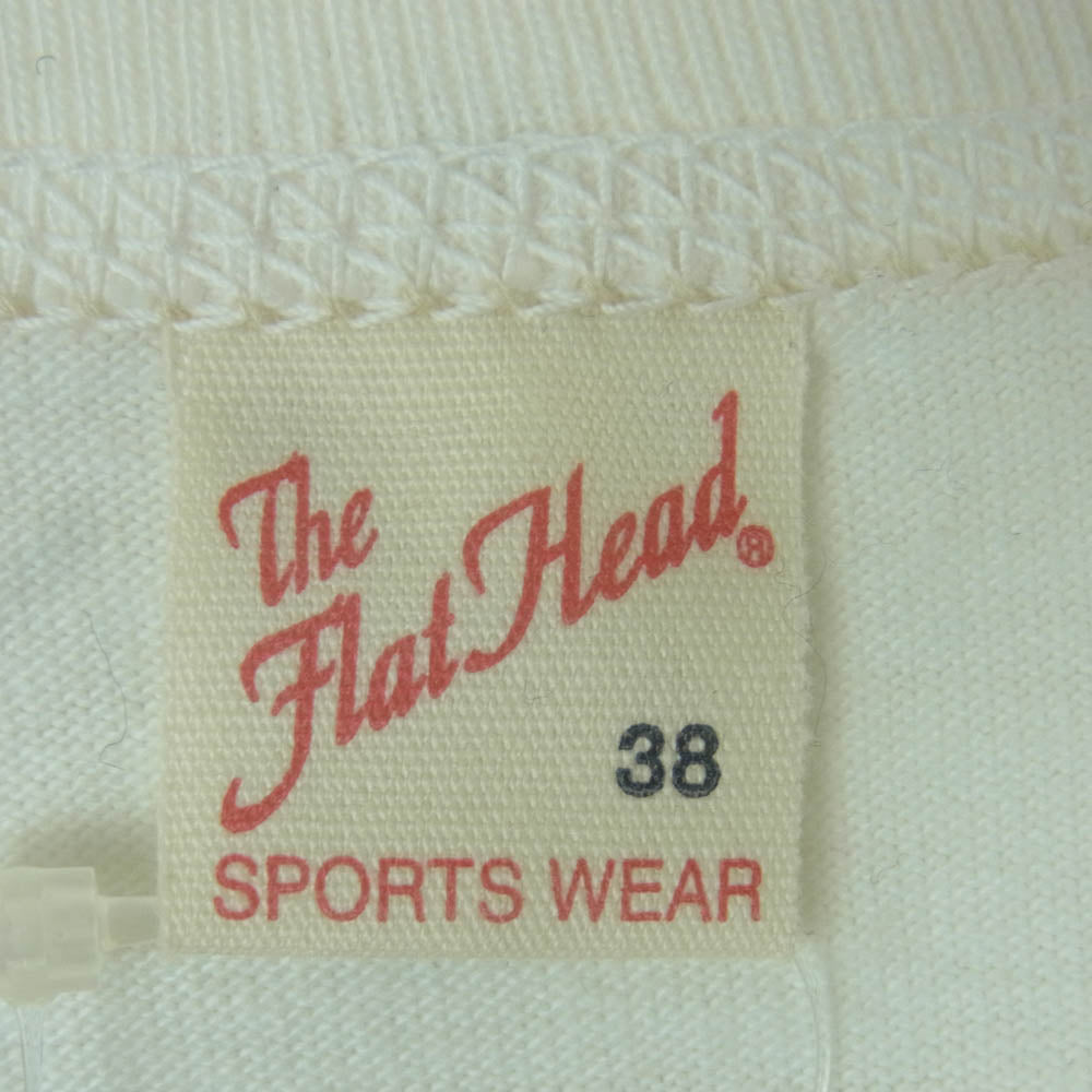 THE FLAT HEAD ザフラットヘッド GOLDEN EAGLE ゴールデンイーグル プリント クルーネック 半袖 Tシャツ オフホワイト系 38【中古】