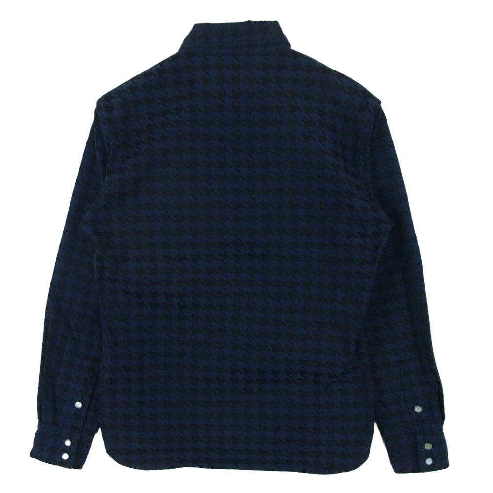 R.J.B アールジェイビー 千鳥柄 ウエスタン 長袖 シャツ コットン 日本製 ブルー系 ブラック系 38【中古】