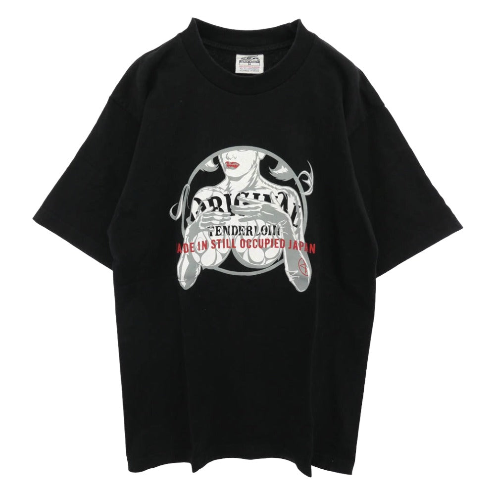 TENDERLOIN テンダーロイン PRO CLUB プロクラブ T-TEE PC ガールプリント クルーネック 半袖 Tシャツ ブラック系 M【中古】