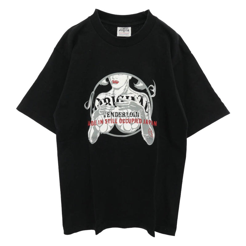 TENDERLOIN テンダーロイン PRO CLUB プロクラブ T-TEE PC ガールプリント クルーネック 半袖 Tシャツ ブラック系 M【中古】
