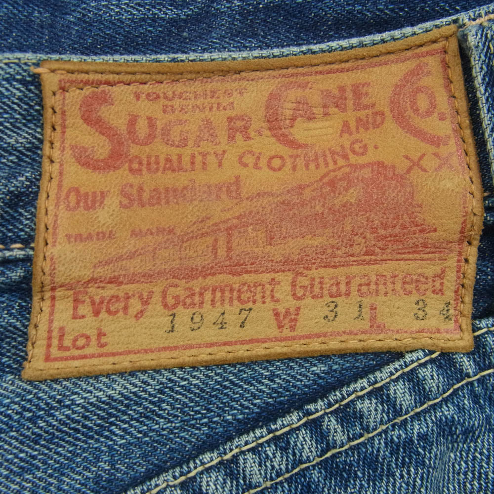 SUGAR CANE シュガーケーン Lot.1947 ボタンフライ 5ポケット デニム パンツ ジーンズ インディゴブルー系 W31 L34【中古】
