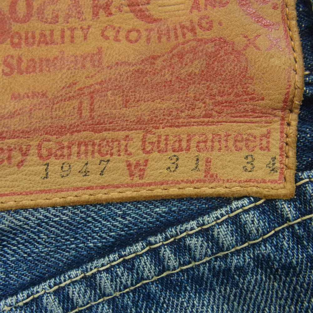 SUGAR CANE シュガーケーン Lot.1947 ボタンフライ 5ポケット デニム パンツ ジーンズ インディゴブルー系 W31 L34【中古】