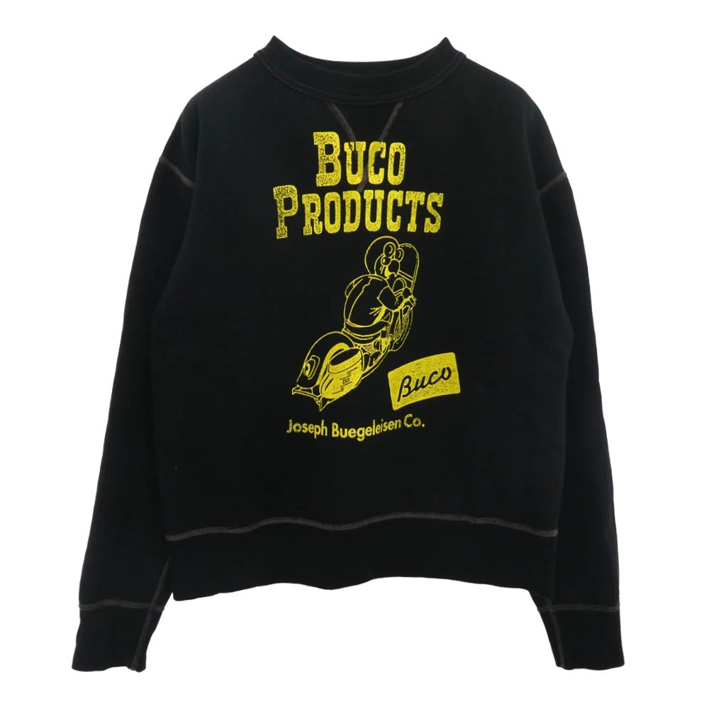 The REAL McCOY'S ザリアルマッコイズ BUCO ブコ モーターサイクル 前V クルーネック スウェット トレーナー ブラック系 M【中古】