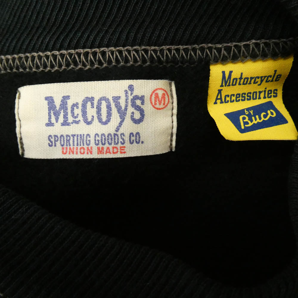 The REAL McCOY'S ザリアルマッコイズ BUCO ブコ モーターサイクル 前V クルーネック スウェット トレーナー ブラック系 M【中古】