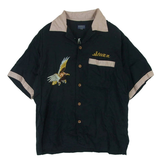 TAILOR TOYO テイラー東洋 TT34197 HELL AND BACK 刺繍 スカシャツ 半袖 レーヨン シャツ ブラック系 S【中古】