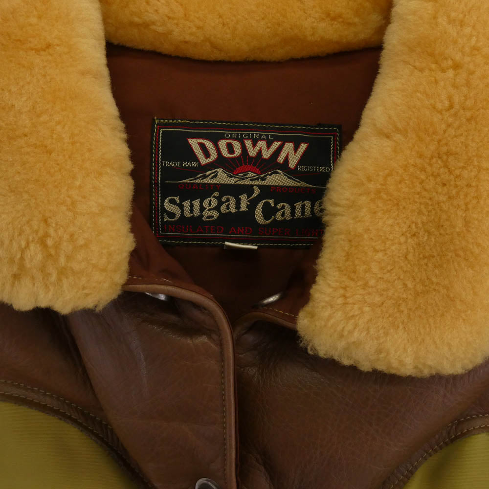 SUGAR CANE シュガーケーン SC11788 レザーヨーク切替 ダウンジャケット モスグリーン系 ブラウン系 M【中古】